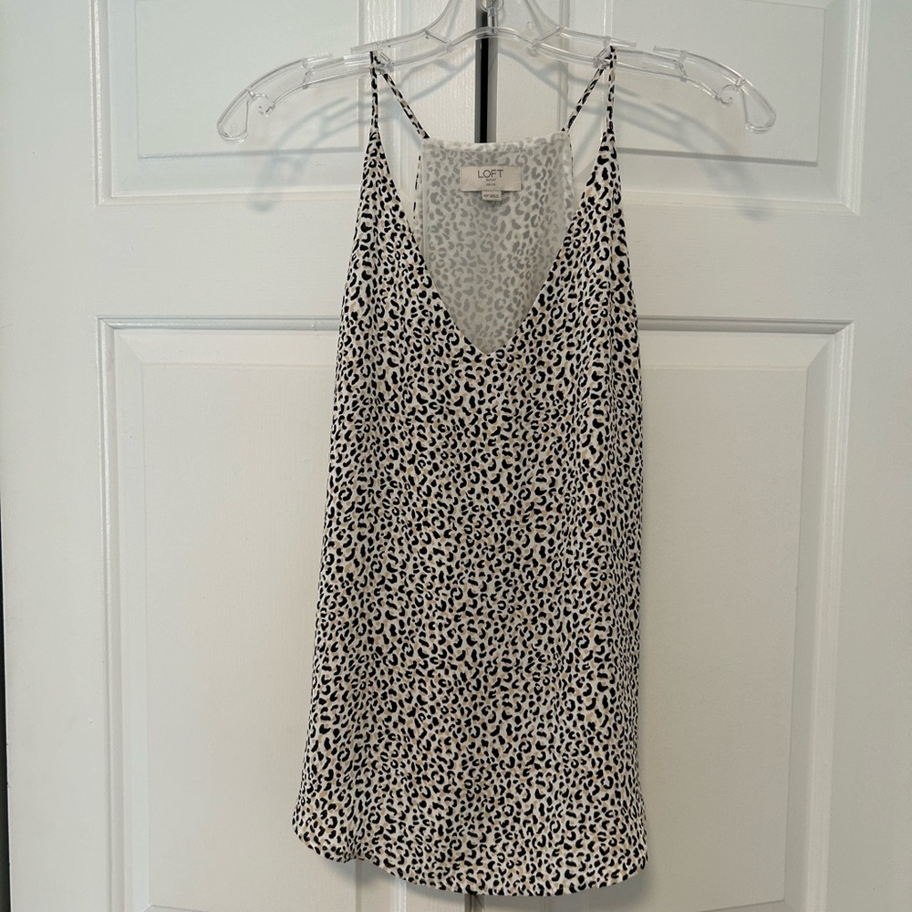 LOFT Black and White Animal Patterned Camisole
